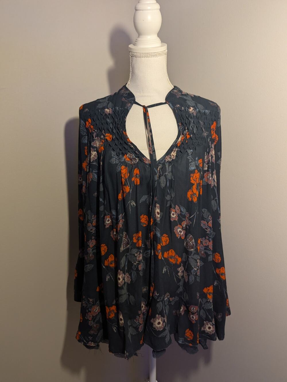Free People So Fine Floral Pebble Crepe Tunic Top XS
